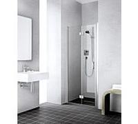Kermi porte pliante Liga pour panneau latéral LI2SL10018VAK 100x185cm, argent brillant, verre de sécurité trempé transparent, gauche, sur receveur de douche