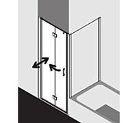 Kermi porte pliante Liga pour paroi latérale LI2SL075181PK 75x185cm, argent mat brillant, verre de sécurité trempé clair, gauche, sur receveur de douche