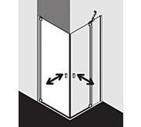 Kermi Raya portes battantes d'entrée coin RA1EL08020VPK 80x200cm, ESG KermiClean partie claire moitié gauche