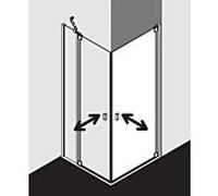 Kermi Raya portes battantes entrée coin RA1ER10020VPK de 100x200cm, STG clair KermiClean, partie droite de la moitié