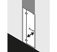 Kermi Tusca porte battante 2000 -fl. avec panneau fixe / profil mural TU1FR10020VAK 100x200cm, argent brillant, verre de sécurité trempé, droite