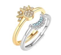 KERNES Bague Soleil et Lune à Mon Meilleur ami, Je suis Toujours là, bagues Assorties de promesse d'amitié réglables, Bague Soleil et Lune en oxyde de Zirconium empilable (Set A)