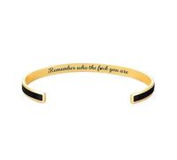 KERNES Rappelez-vous qui vous êtes, bracelet de couleur de motivation, bracelets de manchette gravés à la main avec message caché, bracelet d'amitié, cadeaux pour amis (Black)