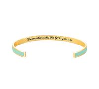 KERNES Rappelez-vous qui vous êtes, bracelet de couleur de motivation, bracelets de manchette gravés à la main avec message caché, bracelet d'amitié, cadeaux pour amis (Green)