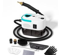 KEROMEE Nettoyeur vapeur haute pression 1500 W avec réservoir de 1,27 l, chaleur rapide de 15 secondes, vapeur réglable à 6 niveaux, machine portable avec kit de 15 pièces pour saleté, graisse, joint