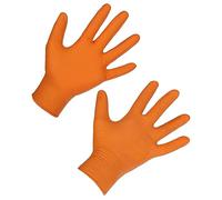 Keron X-Grip Lot de 50 gants jetables en nitrile Orange Taille L 240 mm