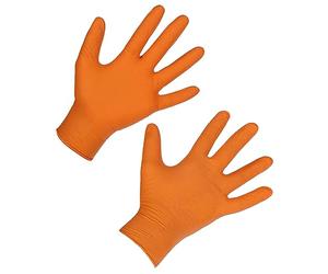 Keron X-Grip Lot de 50 gants jetables en nitrile Orange Taille M 240 mm