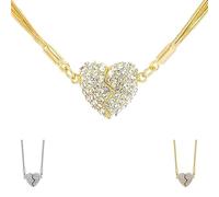 Kerquyu Collier patchwork d'amour magnétique, pendentif d'amour serti de diamants double face, colliers de chaîne de clavicule à la mode (Doré)