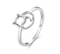 Kerraom Bague Hypoallergénique et Surposable Chat en Argent 925 pour Femmes Cadeau Original pour Amoureuses des Chats et Jeunes Filles Bague Taille 52