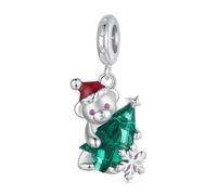 Kerraom Christmas Charm Ourson de Noël Flocon de Neige Charme en Argent 925 pour Femmes Bracelets Collier Filles Charms Arbre de Noël Anniversaire Cadeaux