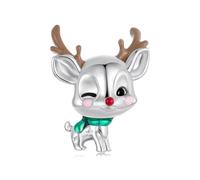 Kerraom Christmas Charm Renne de Noël Charme en Argent 925 pour Femmes Bracelets Collier Filles Charms Petit Cerf Anniversaire Cadeaux