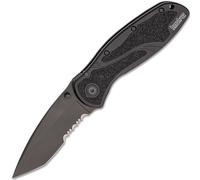 KERSHAW Ken Onion BLUR TANTO Couteau Pliant Assisté, Lame Combo - NOIR/NOIR, DENTELÉ K-1670TBLKST