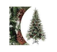 vidaXL Sapin de Noël avec pommes de pin Vert et blanc 195 cm PVC et PE