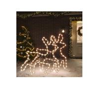 vidaXL Rennes de Noël avec LED 2 pcs Blanc chaud 57x55x4,5 cm