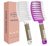 Kertiberif Lot de 2 brosses démêlantes incurvées ventilées pour cheveux humides et secs, brosse à cheveux pour un séchage plus rapide, brosse démêlante pour homme et femme, cheveux bouclés épais
