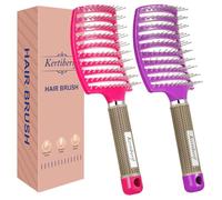 Kertiberif Lot de 2 brosses démêlantes incurvées ventilées pour cheveux humides et secs, brosse à cheveux pour un séchage plus rapide, brosse démêlante pour homme et femme, cheveux bouclés épais
