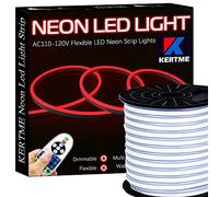 KERTME Bande lumineuse néon LED de type AC 110 à 120 V, flexible/étanche/à intensité variable/multi-modes + télécommande 23 touches pour maison/jardin/décoration de bâtiment (16.4ft / 5 m, rouge)