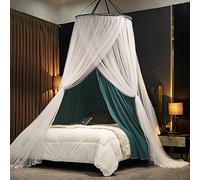 Kertnic Ciel de lit Luxueux pour Filles et Adultes, Grand Rideau de lit élégant à Double Couche, Voilage Rond en Dentelle à dôme de Princesse (Bleu Paon)