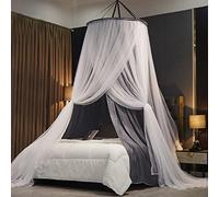 Kertnic Ciel de lit Luxueux pour Filles et Adultes, Grand Rideau de lit élégant Double Couche, Voilage Rond en Dentelle pour Princesse (Gris Neuf)