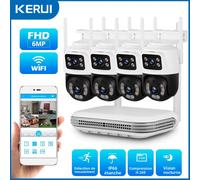 KERUI 6MP Full HD 8CH sans fil NVR sécurité WIFI IP double objectif système de caméra Kit Surveillance extérieure CCTV Audio vidéo enregistreur NVR LCD 2PCS 6MP