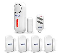 KERUI Détecteur Ouverture Porte et Fenêtre avec Système Alarme Maison sans Fil pour la Maison, Garage, Bureau - 1 Alarme de Porte 1 Télécommande 4 Détecteurs de Porte.