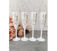 Keruidian Flûte à champagne blanche personnalisée pour mariage, demoiselle d'honneur, enterrement de vie de jeune fille, verre à vin en acrylique (1 pièce)