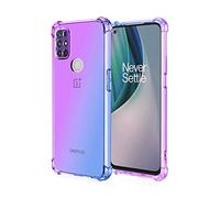 KERUN Coque pour OnePlus Nord N10 5G Coque, Transparent Silicone [Antichoc Bumper], Shock-Absorption et Anti-Rayures, OnePlus Nord N10 5G Absorption Housse Case Cover (Bleu/Purple)