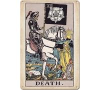 KERUNSM Poster de carte de tarot de la mort rétro en métal pour salon, chambre à coucher, base secrète, décoration murale en aluminium durable, 20,3 x 30,5 cm