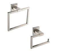 KES Brossé Ensemble de Porte-Serviettes Ensemble D'accessoires de Salle de Bain 2 Pièces Anneau Porte Serviette Porte Papier Toilette Mural Acier Inoxydable SUS304 Auto-Adhésif, LA242DG-21
