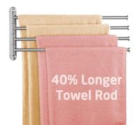 KES Porte Serviettes Pivotante Porte-Serviettes Murale 4 Bras Acier Inoxydable SUS304 Seche Serviette Barre 50 CM Support Brossé, A2103S4L50-2