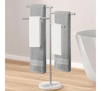 KES Porte-Serviettes sur Pied Porte Serviettes Pivotant 4 Barres avec Base en Marbre Porte Serviette Acier Inoxydable SUS304 Barre Porte-Serviette Brossé, BTH219S4-2