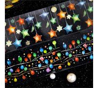 Kesari 6 rouleaux de stickers scrapbook PET Washi Tape Sticker accessoires, série de guirlandes lumineuses pour DIY Bullet Journals, planeurs, cartes et scrapbooking (Holiday Lights)