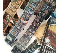 Kesari Accessoires de scrapbooking Washi Tape, 3 rouleaux de ruban adhésif gothique Magic Reading Thème PET Scrapbooking Stickers décoratifs pour Bullet Journal, Planners, Album photo (Magic Bookshelf