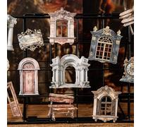 Kesari Autocollants de scrapbooking - Accessoires de journalisation - Thème vintage de porte et de fenêtre - Cartes rigides - Pour album photo, carnet, journal (Classical Estate)