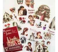 Kesari Lot de 20 feuilles d'autocollants pour scrapbooking - Figurines littéraires classiques sur le thème - Accessoires de scrapbooking pour journal, bullet journal, album photo, ordinateur