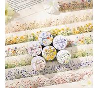 Kesari PET Washi Tape Lot de 6 rouleaux d'autocollants pour scrapbooking Thème fleur Décoration pour accessoires de journal, album photo (Flower Road)