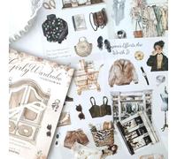 Kesari Scrapbook Autocollants Esthétiques Accessoires Sticker, 20 Feuilles Série Fille Autocollants PET pour DIY Bullet Journal, Album Photo, Ordinateur, Blocs-notes (Girl's wardrobe 3)