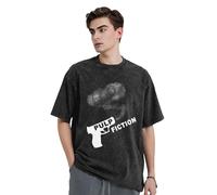 KESATUOT T-shirt d'été unisexe Fictions Movie Pulp vintage en coton délavé à col rond et manches courtes pour homme et femme, Z-19, L