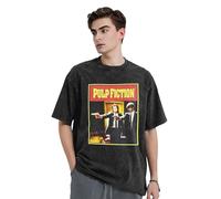 KESATUOT T-shirt d'été unisexe Fictions Movie Pulp vintage en coton délavé à col rond et manches courtes pour homme et femme, Z-4, XL