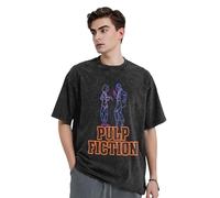 KESATUOT T-shirt d'été unisexe Fictions Movie Pulp vintage en coton délavé à col rond et manches courtes pour homme et femme, Z-36, XL