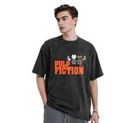 KESATUOT T-shirt d'été unisexe Fictions Movie Pulp vintage en coton délavé à col rond et manches courtes pour homme et femme, Z-8, XL