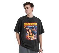 KESATUOT T-shirt d'été unisexe Fictions Movie Pulp vintage en coton délavé à col rond et manches courtes pour homme et femme, Z-30, XL