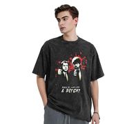 KESATUOT T-shirt d'été unisexe Fictions Movie Pulp vintage en coton délavé à col rond et manches courtes pour homme et femme, Z-6, M