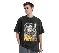 KESATUOT T-shirt d'été unisexe Fictions Movie Pulp vintage en coton délavé à col rond et manches courtes pour homme et femme, Z-40, XL