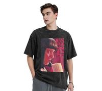 KESATUOT T-shirt d'été unisexe Fictions Movie Pulp vintage en coton délavé à col rond et manches courtes pour homme et femme, Z-26, XL