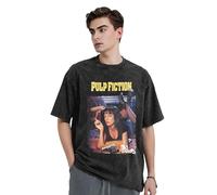 KESATUOT T-shirt d'été unisexe Fictions Movie Pulp vintage en coton délavé à col rond et manches courtes pour homme et femme, Z-9, L