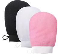 Kese Lot De 3 Gants Exfoliants Exfoliants Pour Le Corps Et Le Hammam Pour Poils Incarnés Et Enlever Les Pellicules (Noir, Gris, Rose)[Z1750]