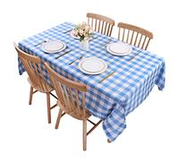 Kesfey Nappe Gingham Polyester 140x200cm Wipe Clean, Tissu à Carreaux résistant aux Taches et aux Rides pour la Salle à Manger et l’extérieur, Nappe Rectangle à Carreaux (Bleu Ciel)