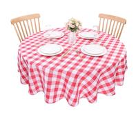 Kesfey Nappe Ronde à Carreaux Rouge en Polyester, 60 Pouces à Carreaux Plaid Nappe Carreautée Ronde, Anti-Taches et sans Plis pour Usage Intérieur et Extérieur, Essuyable