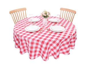 Kesfey Nappe Ronde à Carreaux Rouge en Polyester, 60 Pouces à Carreaux Plaid Nappe Carreautée Ronde, Anti-Taches et sans Plis pour Usage Intérieur et Extérieur, Essuyable